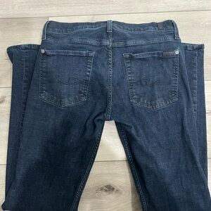 7 For All Mankind Blue Slim Straight Jeans